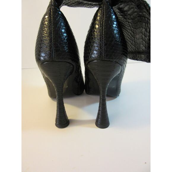 AZALEA WANG Black Snake Pattern Soft Size 10 Zip Up Square Toe Ankle Booties - Picture 3 of 6